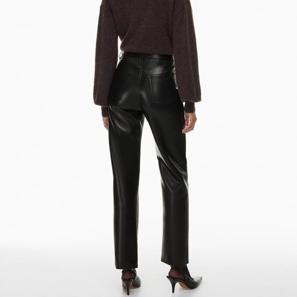 WILFRED Aritzia MELINA pants Sz 2 FAUX LEATHER VEGAN CORPCORE PREPPY CASUAL CHIC - Picture 2 of 11
